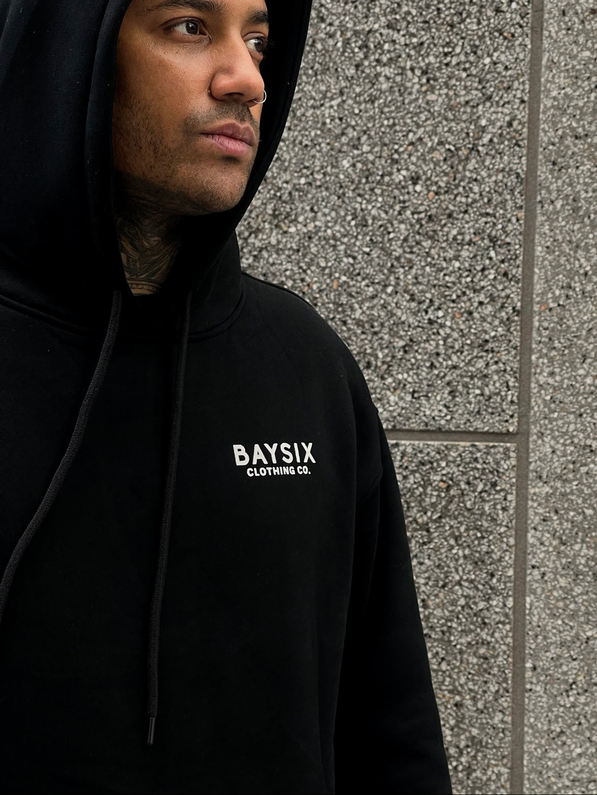 Black heavyweight premium cotton oversize hood