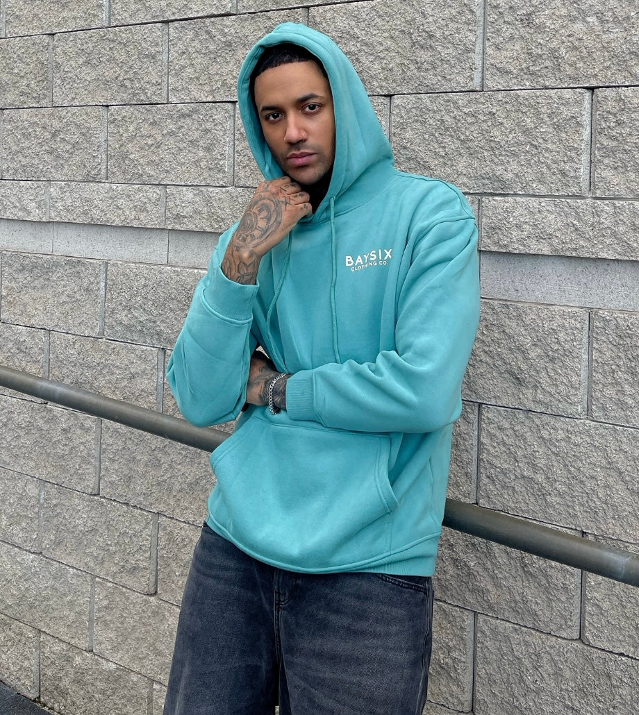 teal heavyweight premium cotton oversize hood